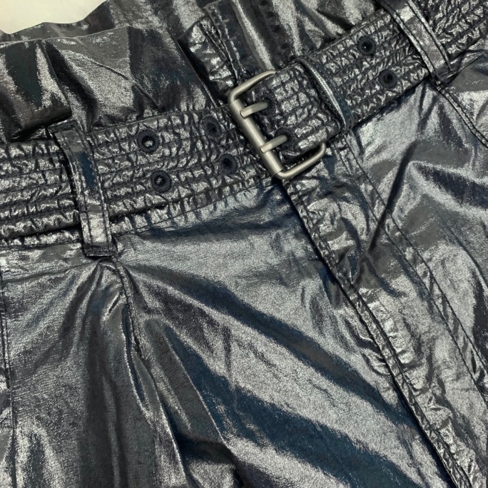 FREE PEOPLE WONDER WOMAN FAUX LEATHER HIGH WAIST PAPER BAG PANTS WITH BELT - Picture 7 of 9